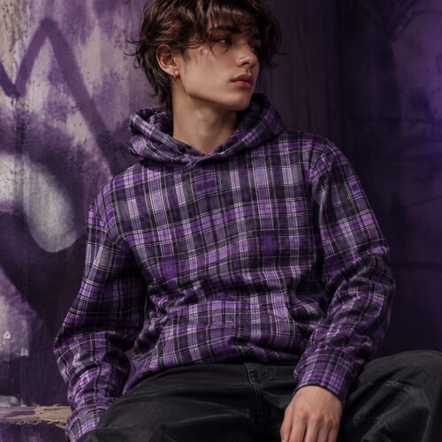 Lila Grunge Tartan Unisex-Kapuzenpullover – Hoodies – SHiiRTS