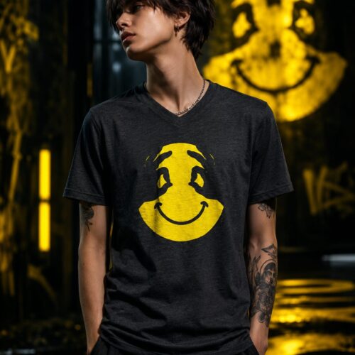 Smiley Hände Chaos Kurzärmeliges Unisex-T-Shirt mit V-Ausschnitt – T-Shirts – SHiiRTS