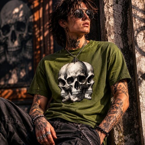 Dreifacher Totenschädel Unisex-T-Shirt – T-Shirts – SHiiRTS