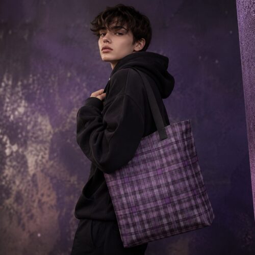 Lila Grunge Tartan Stoffbeutel – Taschen – SHiiRTS
