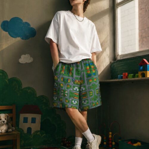 Retro Spielteppich Vibes Unisex Baumwoll-Long-Shorts – Shorts – SHiiRTS