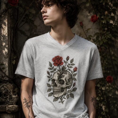 Vergängliche Rosenseele Kurzärmeliges Unisex-T-Shirt mit V-Ausschnitt – T-Shirts – SHiiRTS