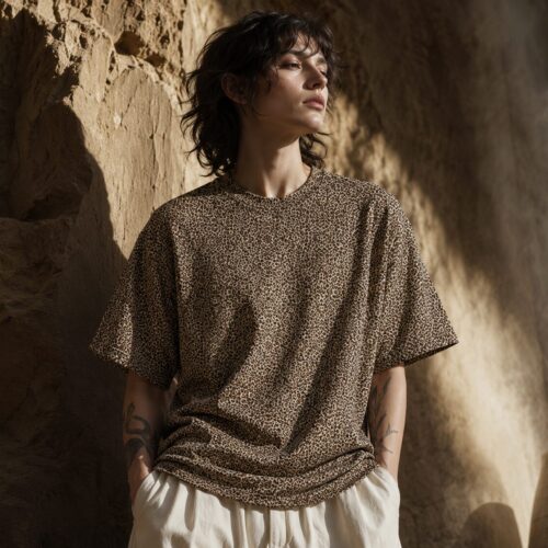 Wilder Leopardenprint Oversized Baumwoll-T-Shirt – T-Shirts – SHiiRTS
