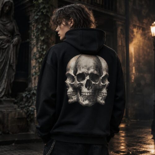 Dreifacher Totenschädel Premium-Zip-Hoodie – Zip-Hoodies – SHiiRTS