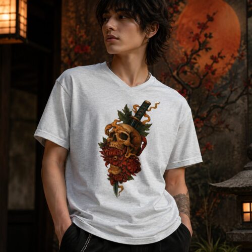 Vergängliche Klinge Kurzärmeliges Unisex-T-Shirt mit V-Ausschnitt – T-Shirts – SHiiRTS