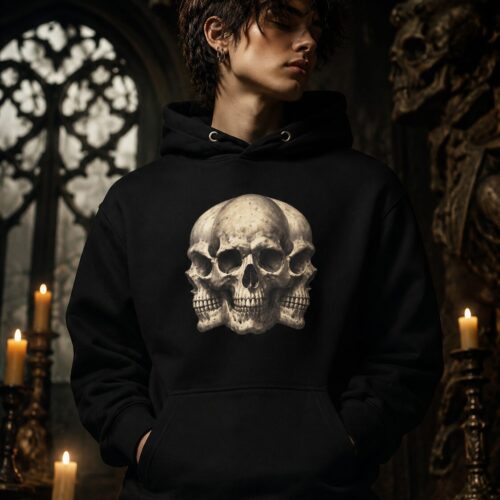 Dreifacher Totenschädel Unisex-Kapuzenpullover – Hoodies – SHiiRTS
