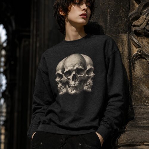 Dreifacher Totenschädel Unisex-Premium-Pullover – Pullover – SHiiRTS