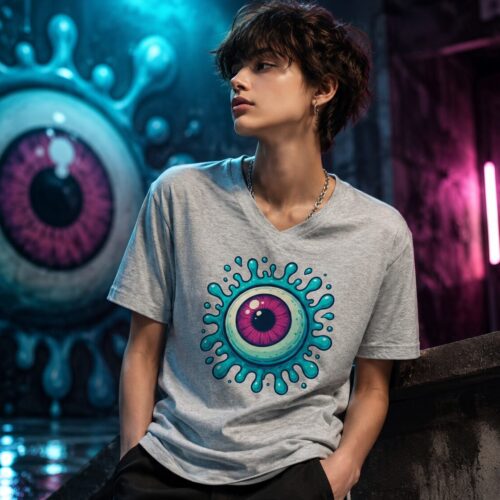 Psychedelisches Splash Auge Kurzärmeliges Unisex-T-Shirt mit V-Ausschnitt – T-Shirts – SHiiRTS