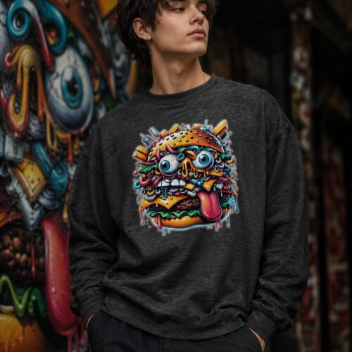 Verrückter Monster Burger Unisex-Premium-Pullover – Pullover – SHiiRTS