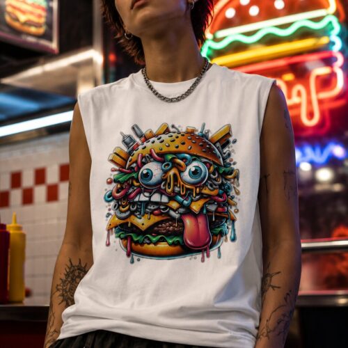 Verrückter Monster Burger Muskelshirt – Tank Tops – SHiiRTS