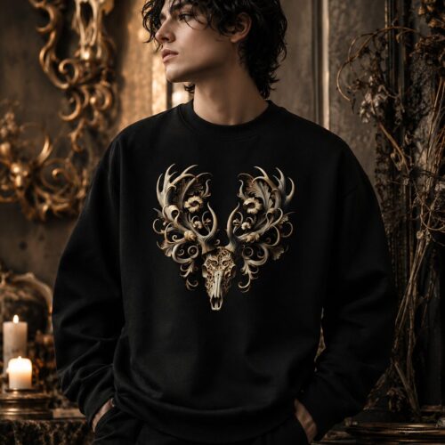 Ornamentaler Hirschschädel Unisex-Premium-Pullover – Pullover – SHiiRTS