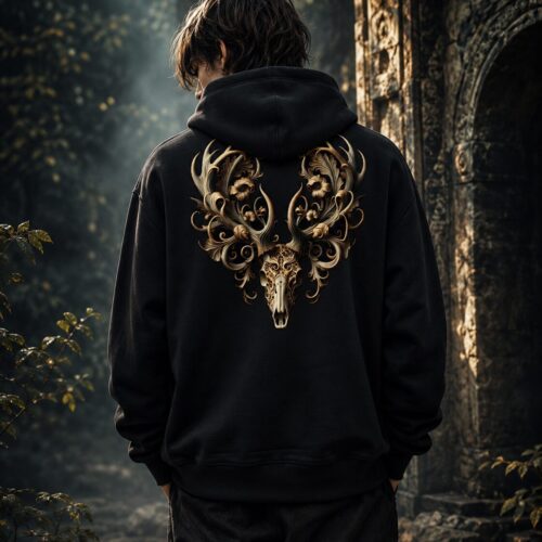 Ornamentaler Hirschschädel Premium-Zip-Hoodie – Zip-Hoodies – SHiiRTS