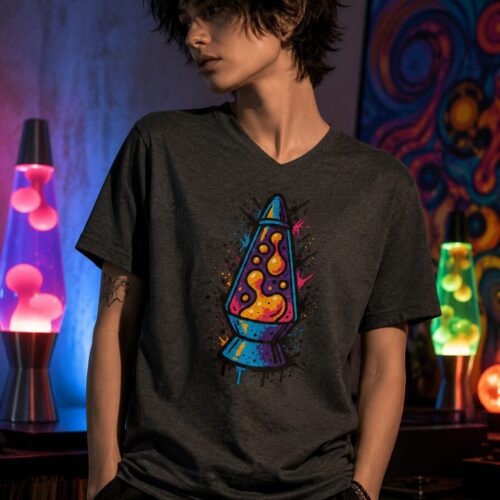 Psychedelische Lavalampe Kurzärmeliges Unisex-T-Shirt mit V-Ausschnitt – T-Shirts – SHiiRTS