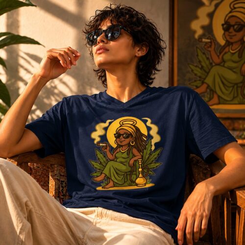 Mama Ganja Kurzärmeliges Unisex-T-Shirt mit V-Ausschnitt – T-Shirts – SHiiRTS