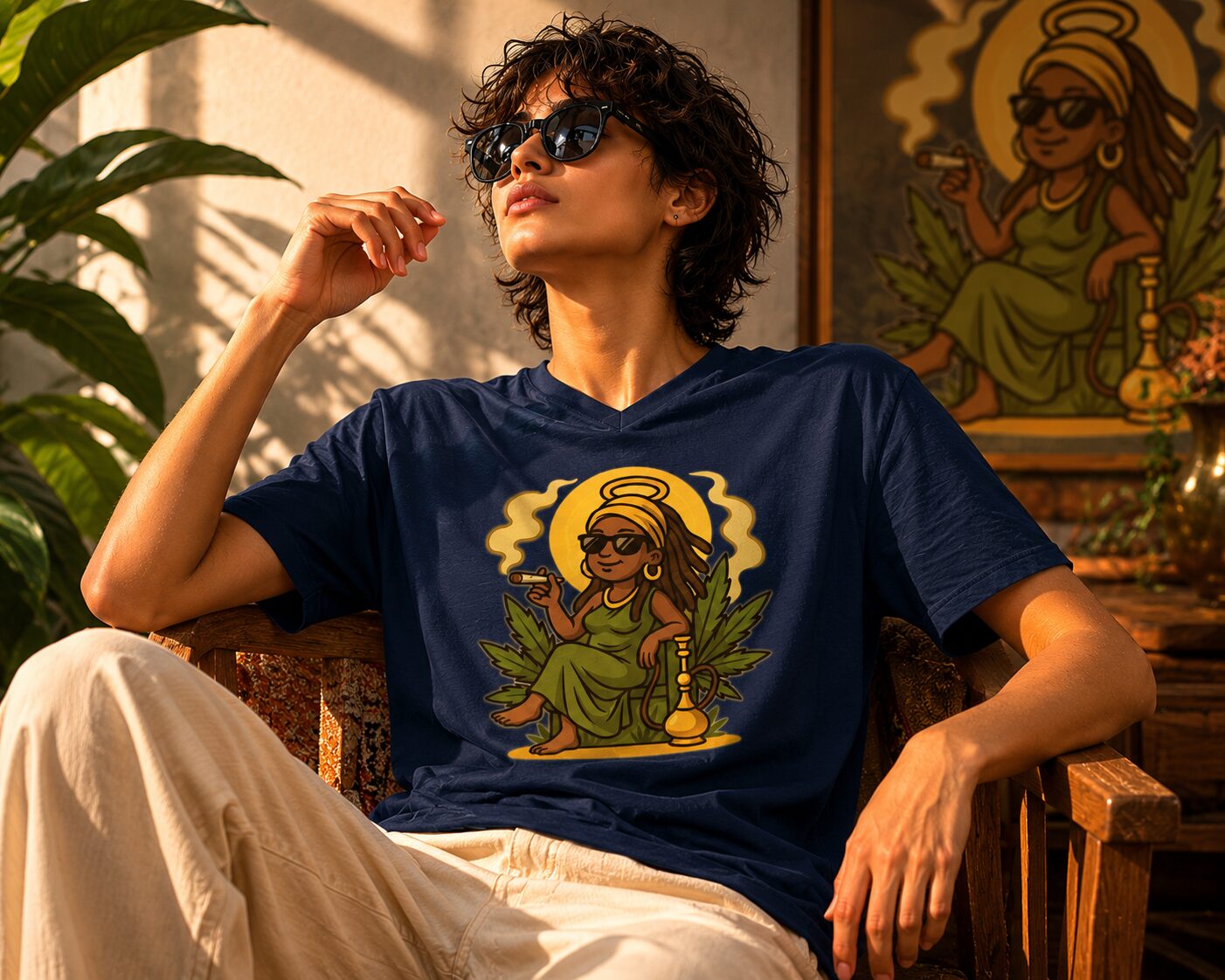 Mama Ganja Kurzärmeliges Unisex-T-Shirt mit V-Ausschnitt – T-Shirts – SHiiRTS Mama Ganja Kurzärmeliges Unisex-T-Shirt mit V-Ausschnitt – T-Shirts – SHiiRTS