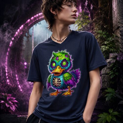Zombie Entenküken Kurzärmeliges Unisex-T-Shirt mit V-Ausschnitt – T-Shirts – SHiiRTS