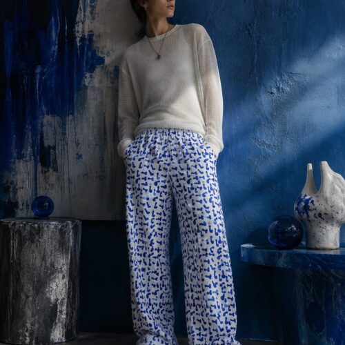 Blaue Schwanzparade Baumwollhose – Hosen – SHiiRTS