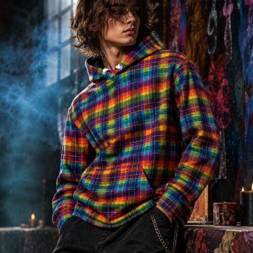Regenbogen Tartan Explosion Unisex-Kapuzenpullover – Hoodies – SHiiRTS