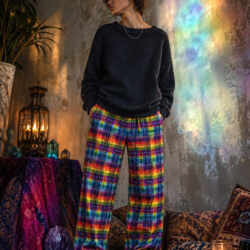 Regenbogen Tartan Explosion Baumwollhose – Hosen – SHiiRTS