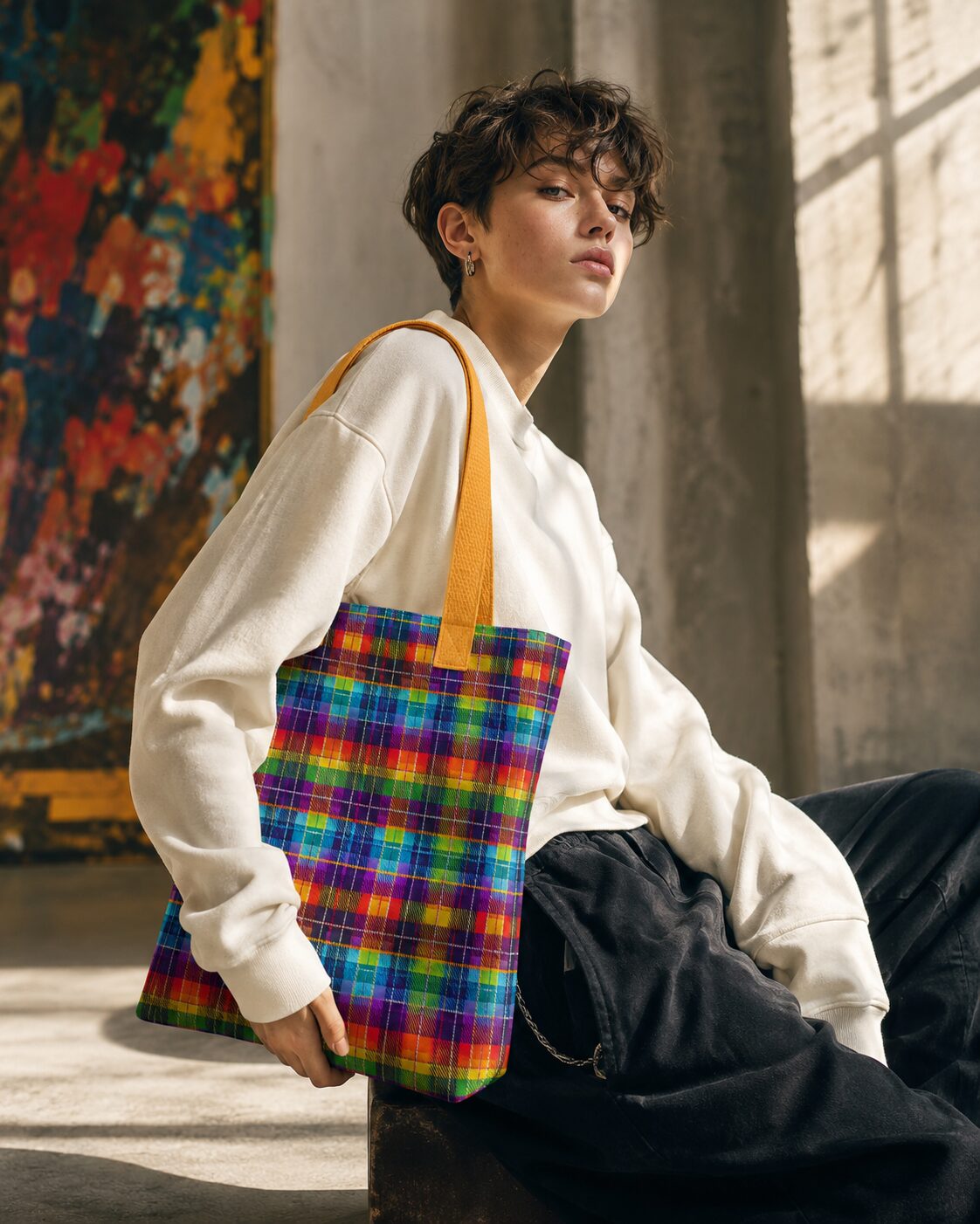 Regenbogen Tartan Explosion Stoffbeutel – Taschen – SHiiRTS Regenbogen Tartan Explosion Stoffbeutel – Taschen – SHiiRTS