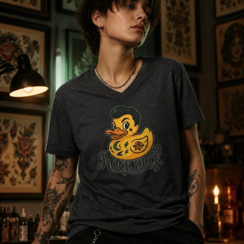 Rock Duck Kurzärmeliges Unisex-T-Shirt mit V-Ausschnitt – T-Shirts – SHiiRTS