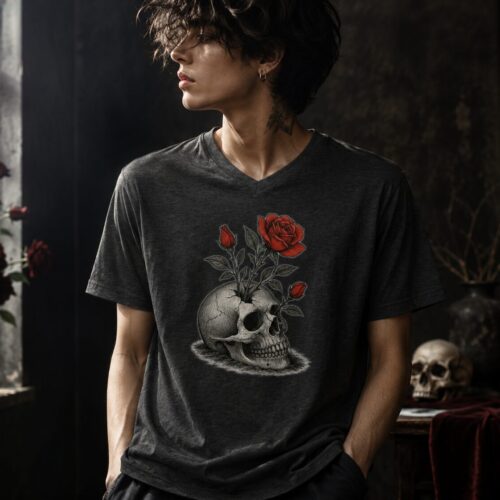 Vergängliche Rosenseele Kurzärmeliges Unisex-T-Shirt mit V-Ausschnitt – T-Shirts – SHiiRTS