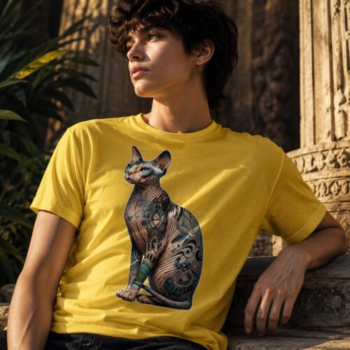 Tätowierte Sphynx Eleganz Unisex-T-Shirt – T-Shirts – SHiiRTS