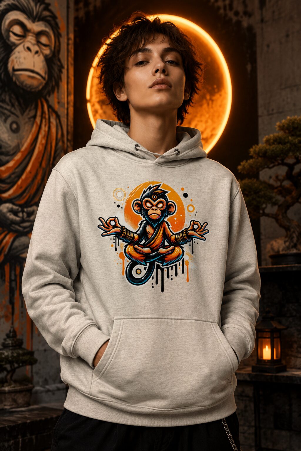 Meditierender Zen Affe Unisex-Kapuzenpullover – Hoodies – SHiiRTS Meditierender Zen Affe Unisex-Kapuzenpullover – Hoodies – SHiiRTS