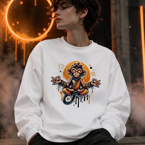 Meditierender Zen Affe Unisex-Premium-Pullover – Pullover – SHiiRTS