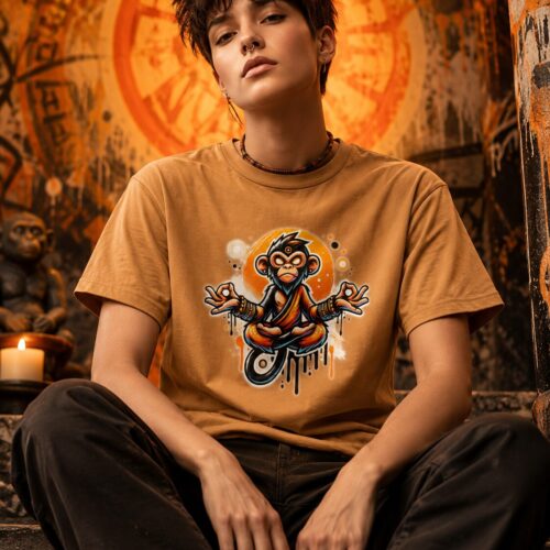 Meditierender Zen Affe Unisex-T-Shirt – T-Shirts – SHiiRTS