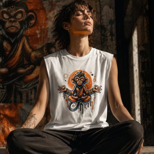 Meditierender Zen Affe Muskelshirt – Tank Tops – SHiiRTS
