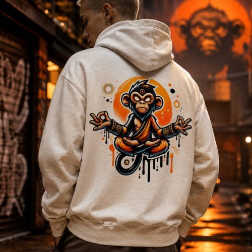 Meditierender Zen Affe Premium-Zip-Hoodie – Zip-Hoodies – SHiiRTS