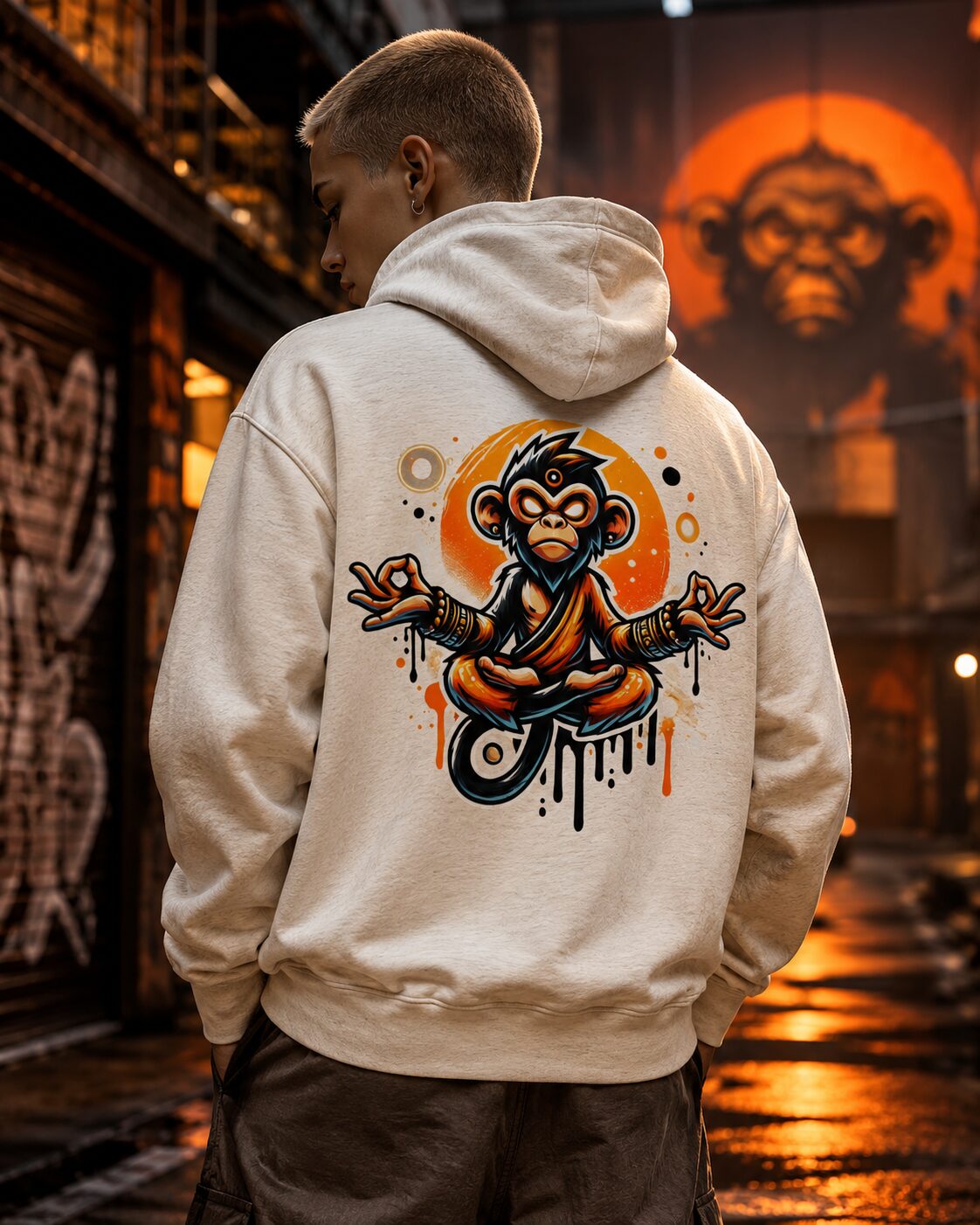 Meditierender Zen Affe Premium-Zip-Hoodie – Zip-Hoodies – SHiiRTS Meditierender Zen Affe Premium-Zip-Hoodie – Zip-Hoodies – SHiiRTS