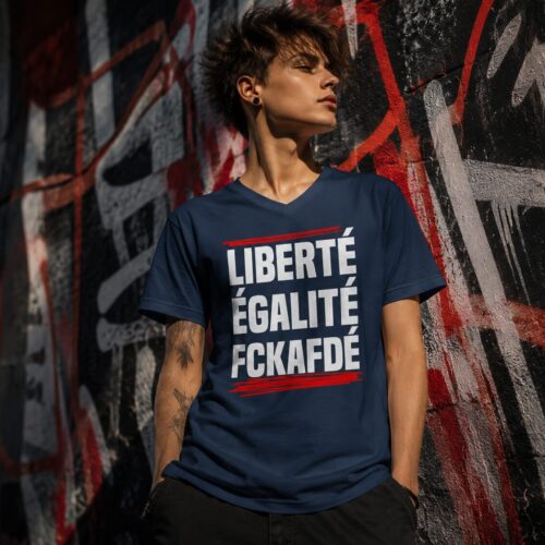 Freiheit Gleichheit FCKAFD Kurzärmeliges Unisex-T-Shirt mit V-Ausschnitt – T-Shirts – SHiiRTS
