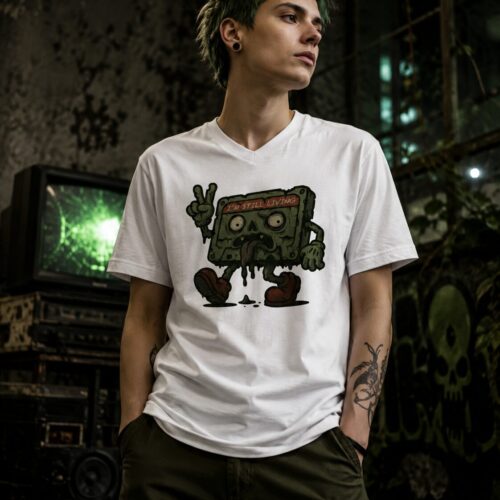 Zombie Kassette Kult Kurzärmeliges Unisex-T-Shirt mit V-Ausschnitt – T-Shirts – SHiiRTS
